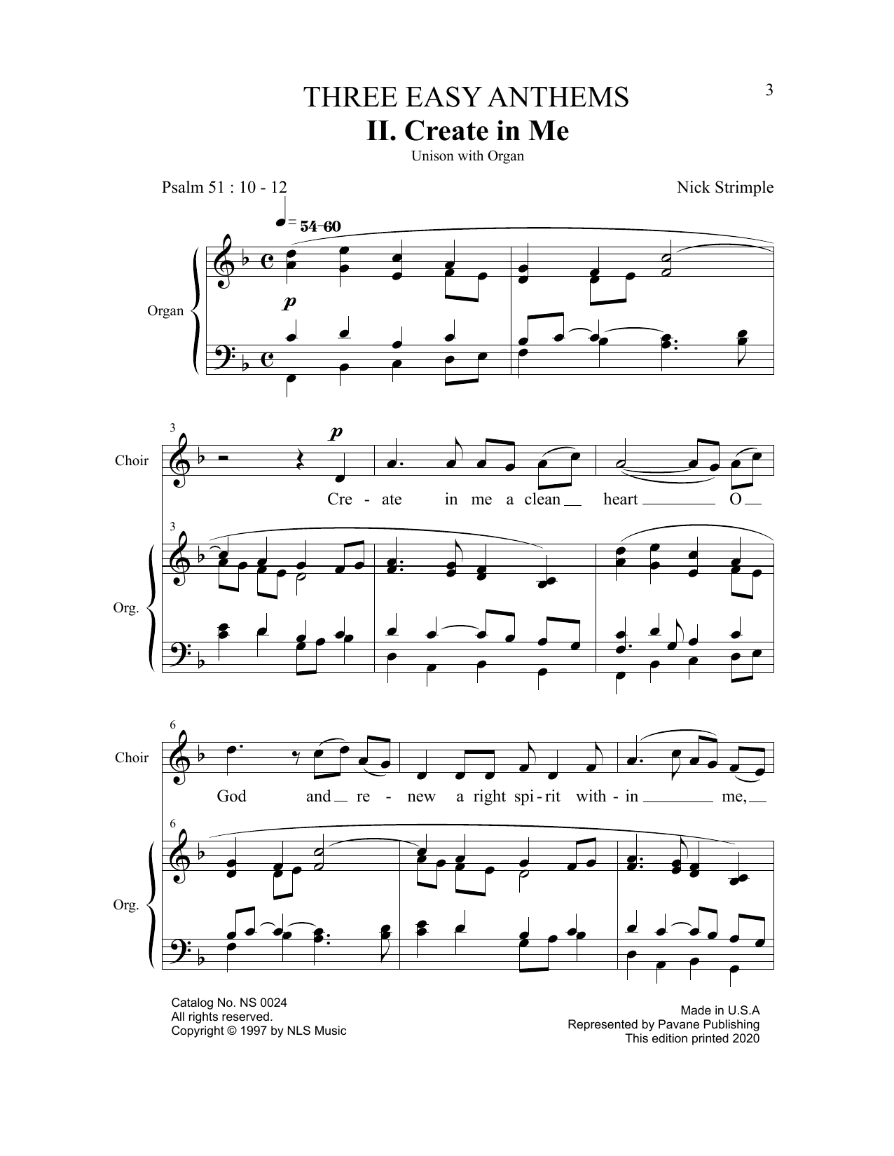 Nick Strimple Create in Me Sheet Music Notes & Chords for Unison Choir - Download or Print PDF