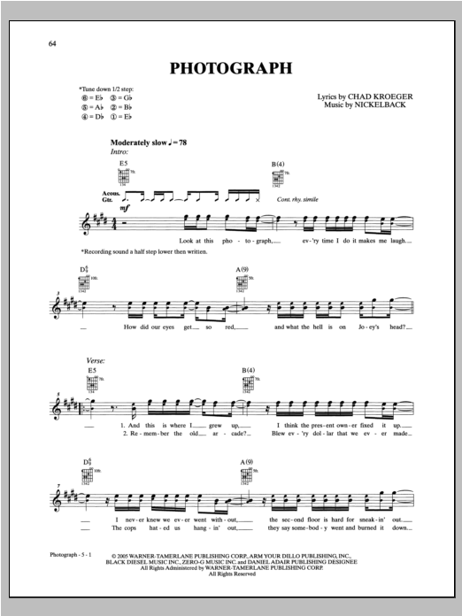 Nickelback Photograph Sheet Music Notes & Chords for Ukulele - Download or Print PDF