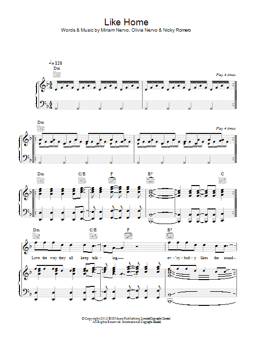Nicky Romero Like Home Sheet Music Notes & Chords for Piano, Vocal & Guitar (Right-Hand Melody) - Download or Print PDF