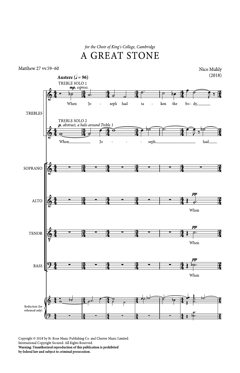 Nico Muhly A Great Stone Sheet Music Notes & Chords for SATB Choir - Download or Print PDF