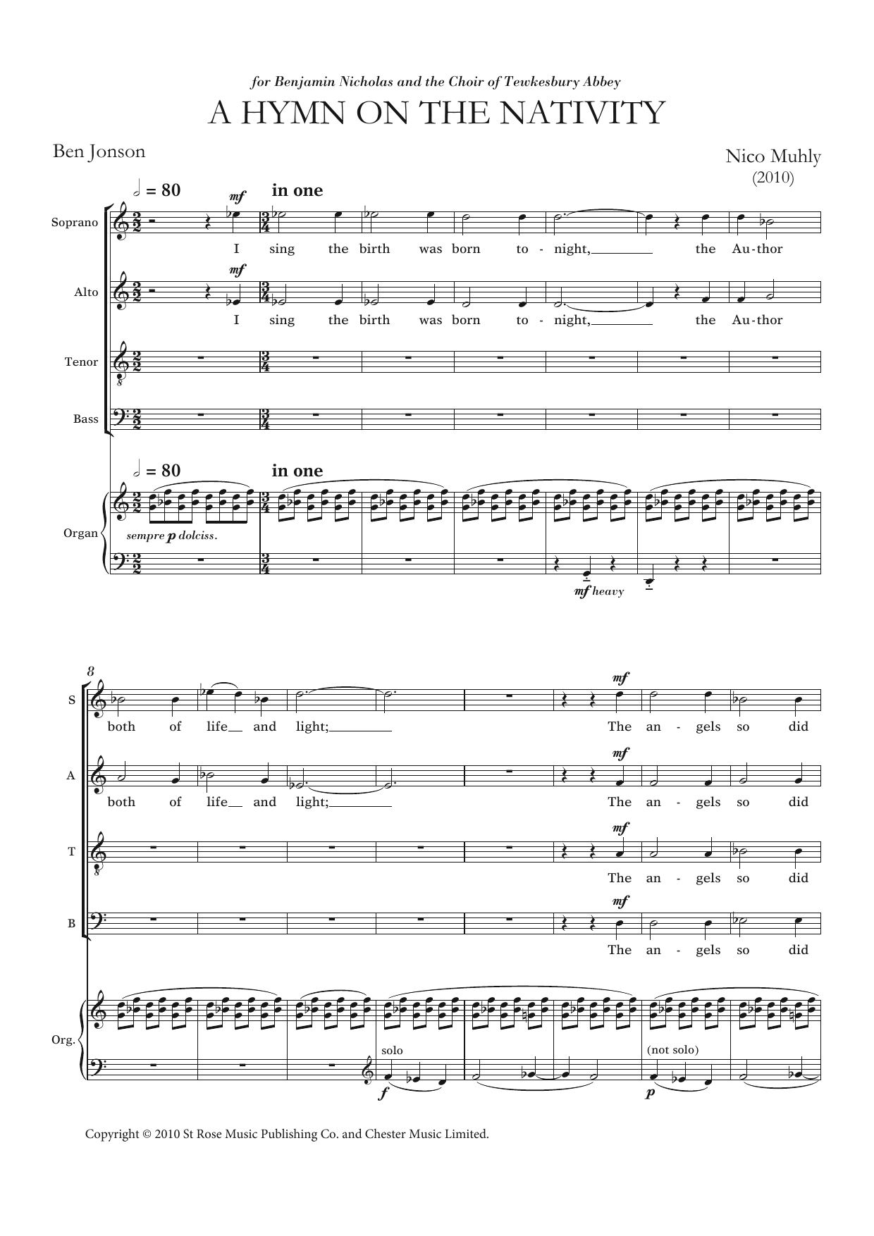Nico Muhly A Hymn On The Nativity Sheet Music Notes & Chords for SATB Choir - Download or Print PDF