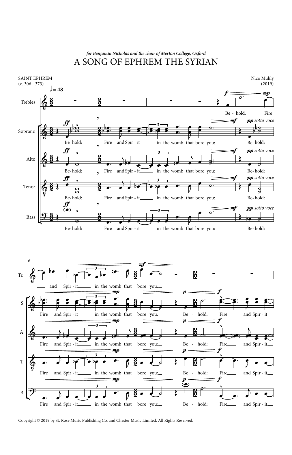 Nico Muhly A Song Of Ephrem The Syrian Sheet Music Notes & Chords for SATB Choir - Download or Print PDF
