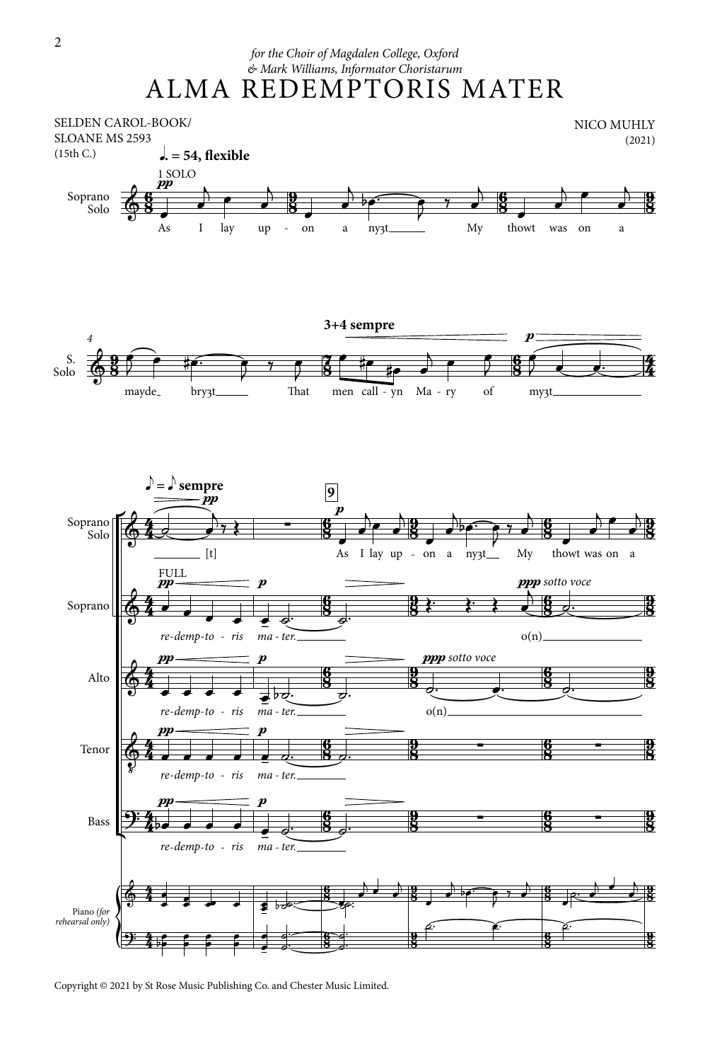Nico Muhly Alma Redemptoris Mater Sheet Music Notes & Chords for SATB Choir - Download or Print PDF