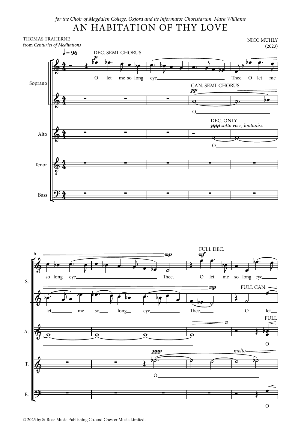 Nico Muhly An Habitation Of Thy Love Sheet Music Notes & Chords for SATB Choir - Download or Print PDF