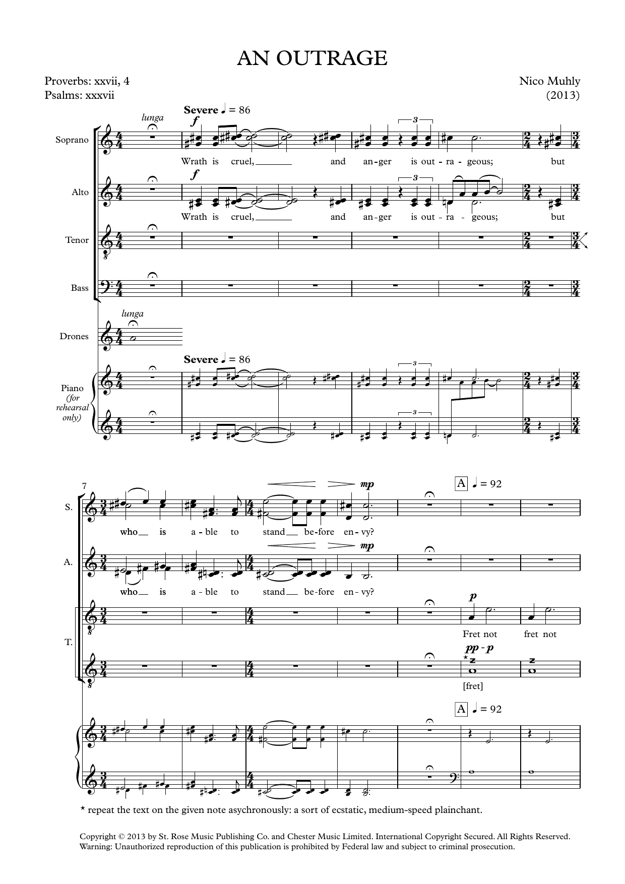 Nico Muhly An Outrage Sheet Music Notes & Chords for SATB Choir - Download or Print PDF