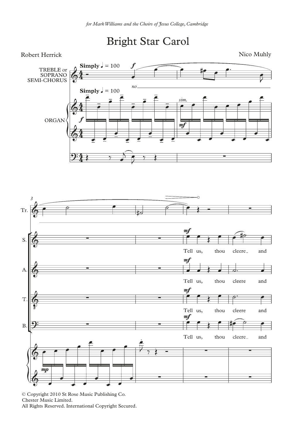 Nico Muhly Bright Star Carol Sheet Music Notes & Chords for Choir - Download or Print PDF