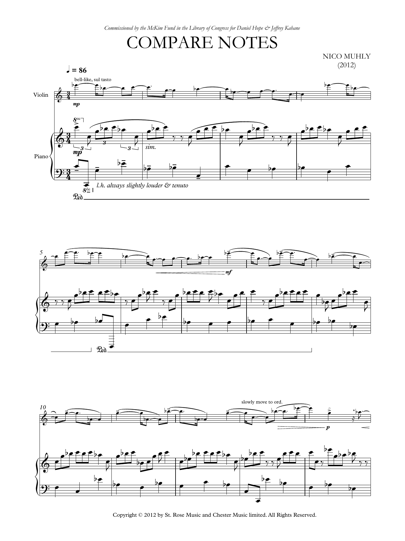 Nico Muhly Compare Notes Sheet Music Notes & Chords for Violin with Piano Accompaniment - Download or Print PDF