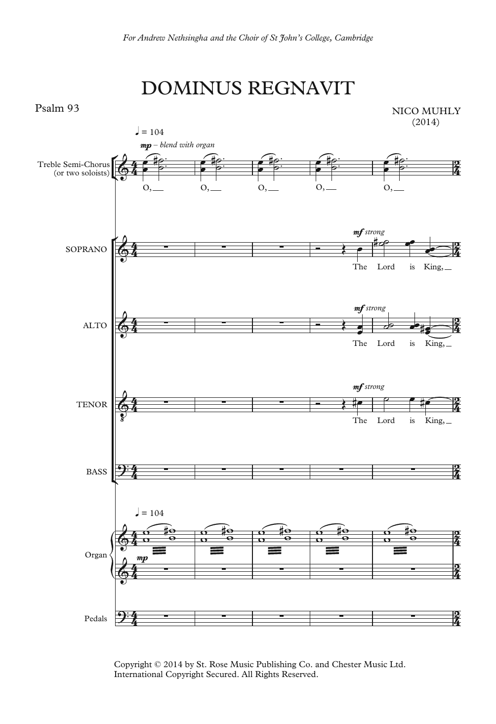 Nico Muhly Dominus Regnavit Sheet Music Notes & Chords for SATB Choir - Download or Print PDF