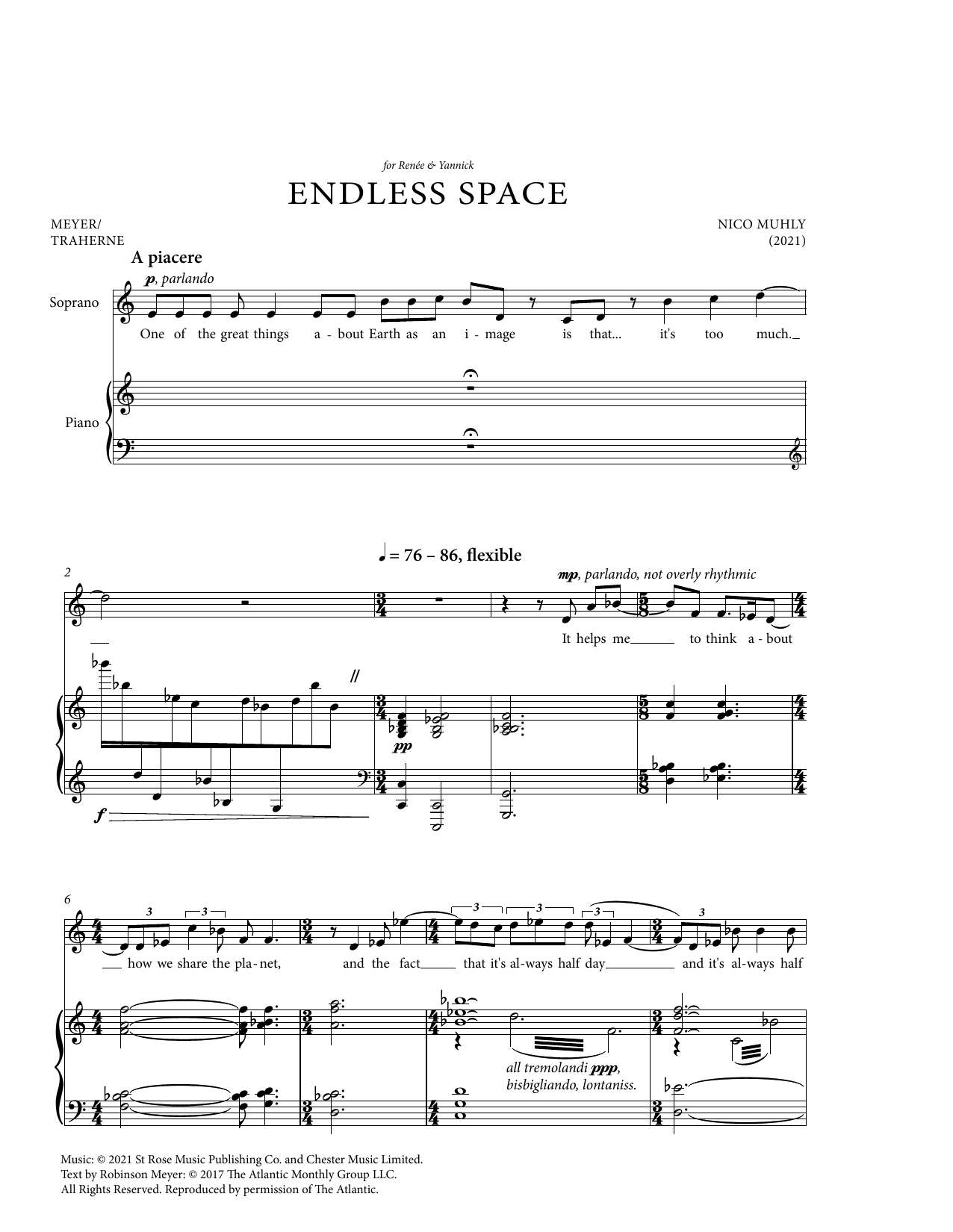 Nico Muhly Endless Space Sheet Music Notes & Chords for Piano & Vocal - Download or Print PDF Nico Muhly Endless Space Sheet Music Notes & Chords for Piano & Vocal - Download or Print PDF