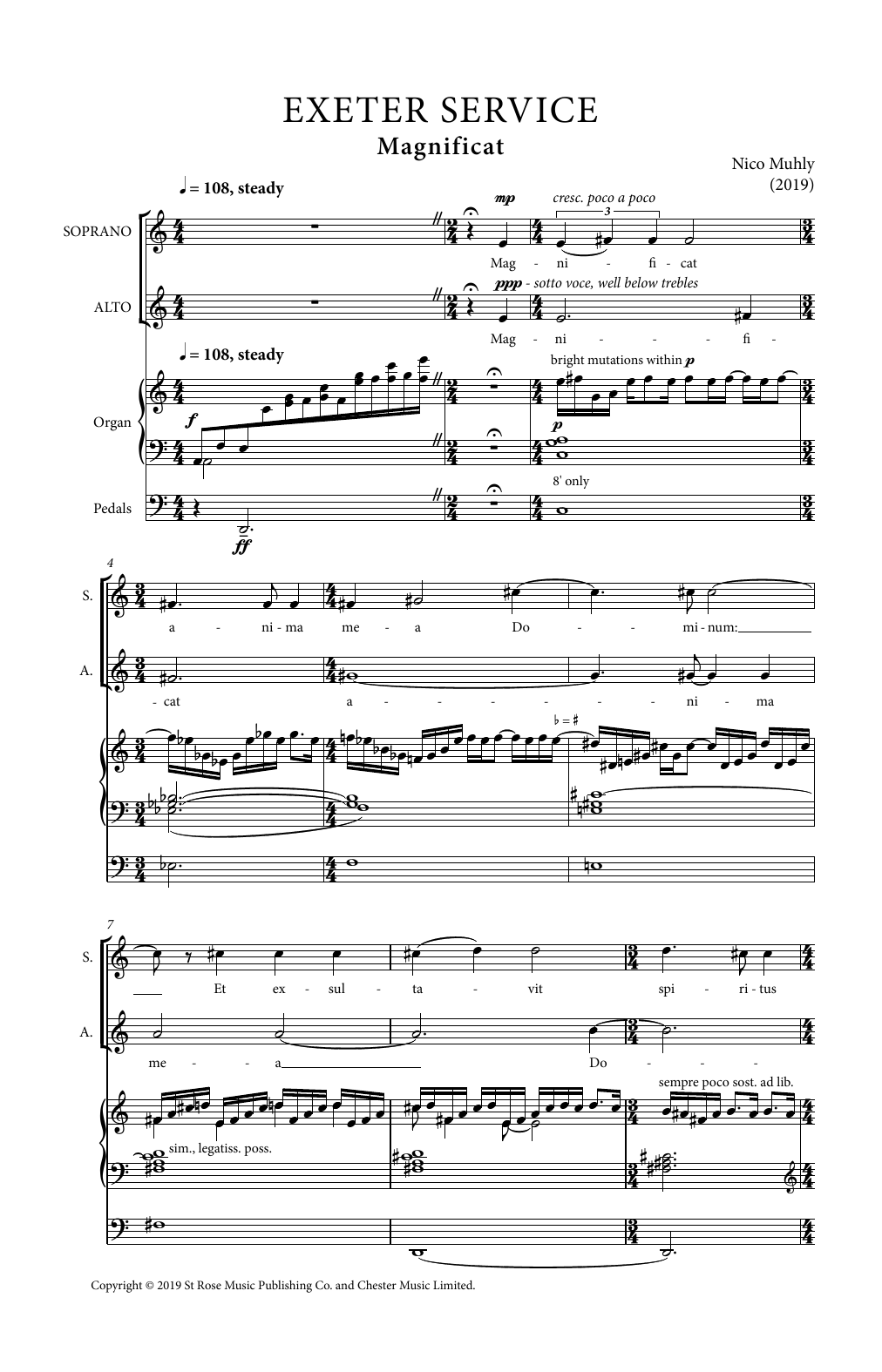 Nico Muhly Exeter Service Sheet Music Notes & Chords for SATB Choir - Download or Print PDF