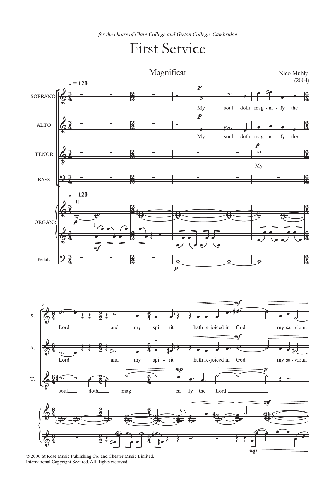 Nico Muhly First Service (Magnificat and Nunc Dimittis) Sheet Music Notes & Chords for SATB Choir - Download or Print PDF