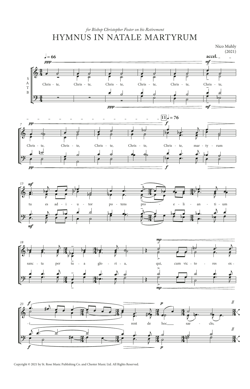 Nico Muhly Hymnus In Natale Martyrum Sheet Music Notes & Chords for SATB Choir - Download or Print PDF