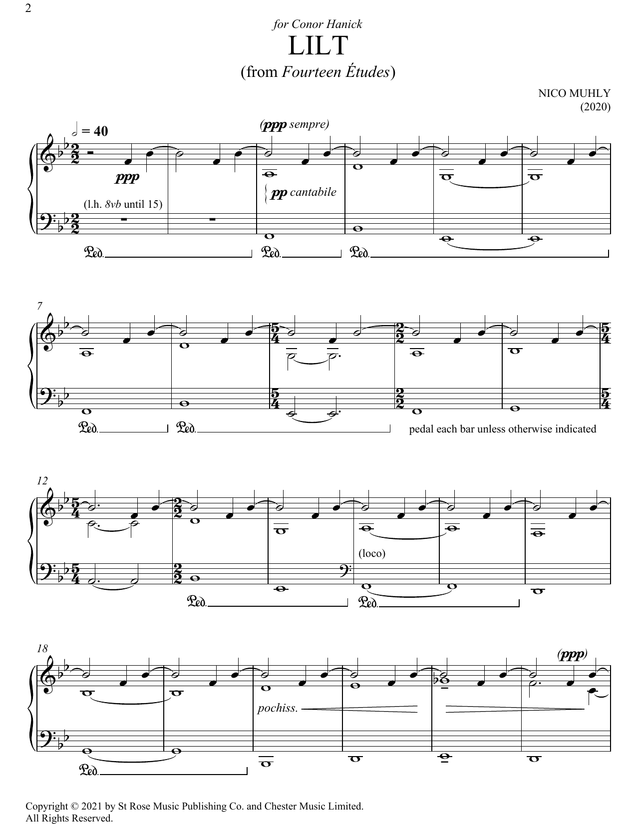 Nico Muhly Lilt Sheet Music Notes & Chords for Piano Solo - Download or Print PDF