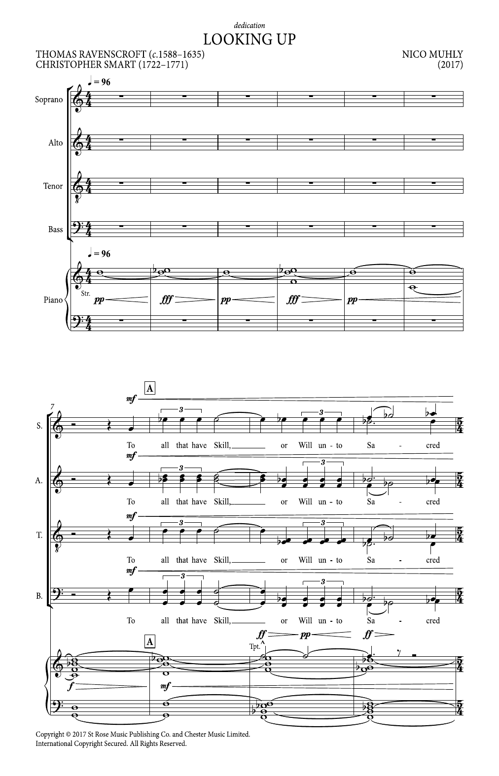 Nico Muhly Looking Up Sheet Music Notes & Chords for SATB Choir - Download or Print PDF