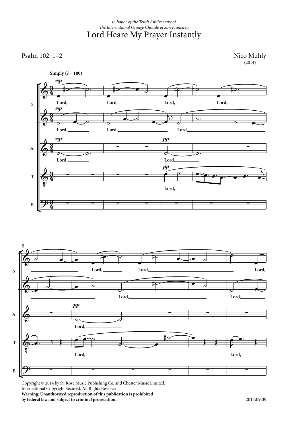 Nico Muhly Lord Heare My Prayer Instantly Sheet Music Notes & Chords for SATB - Download or Print PDF