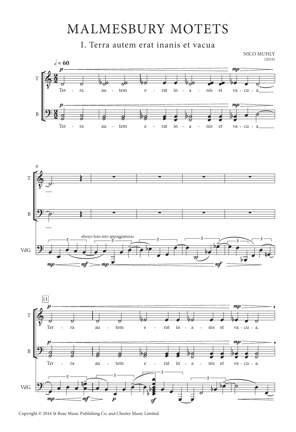 Nico Muhly Malmesbury Motets Sheet Music Notes & Chords for SATB - Download or Print PDF