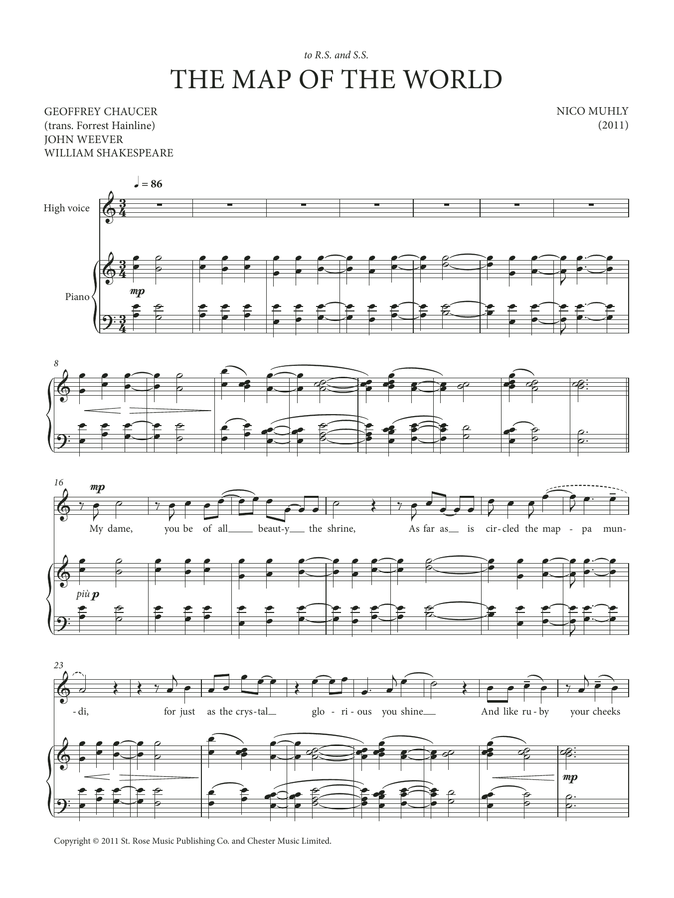 Nico Muhly Map Of The World Sheet Music Notes & Chords for High Voice - Download or Print PDF