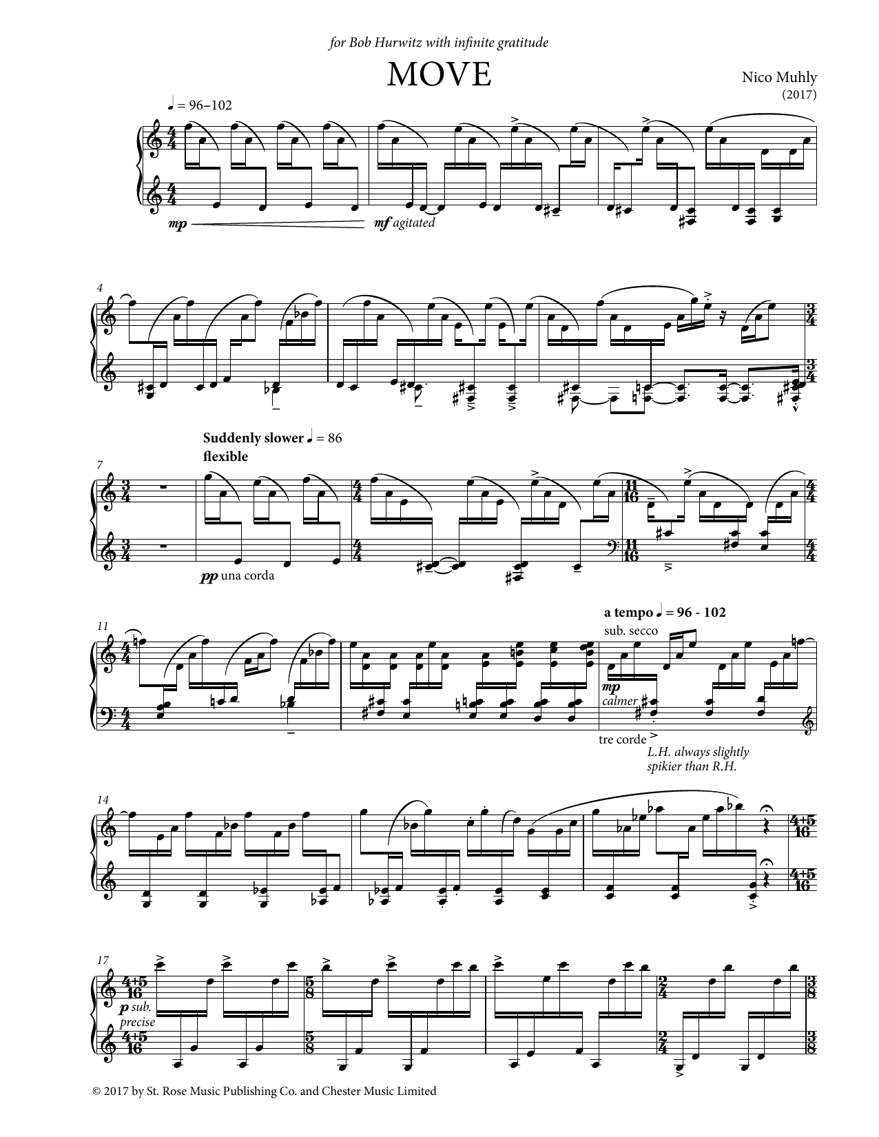 Nico Muhly Move Sheet Music Notes & Chords for Piano Solo - Download or Print PDF