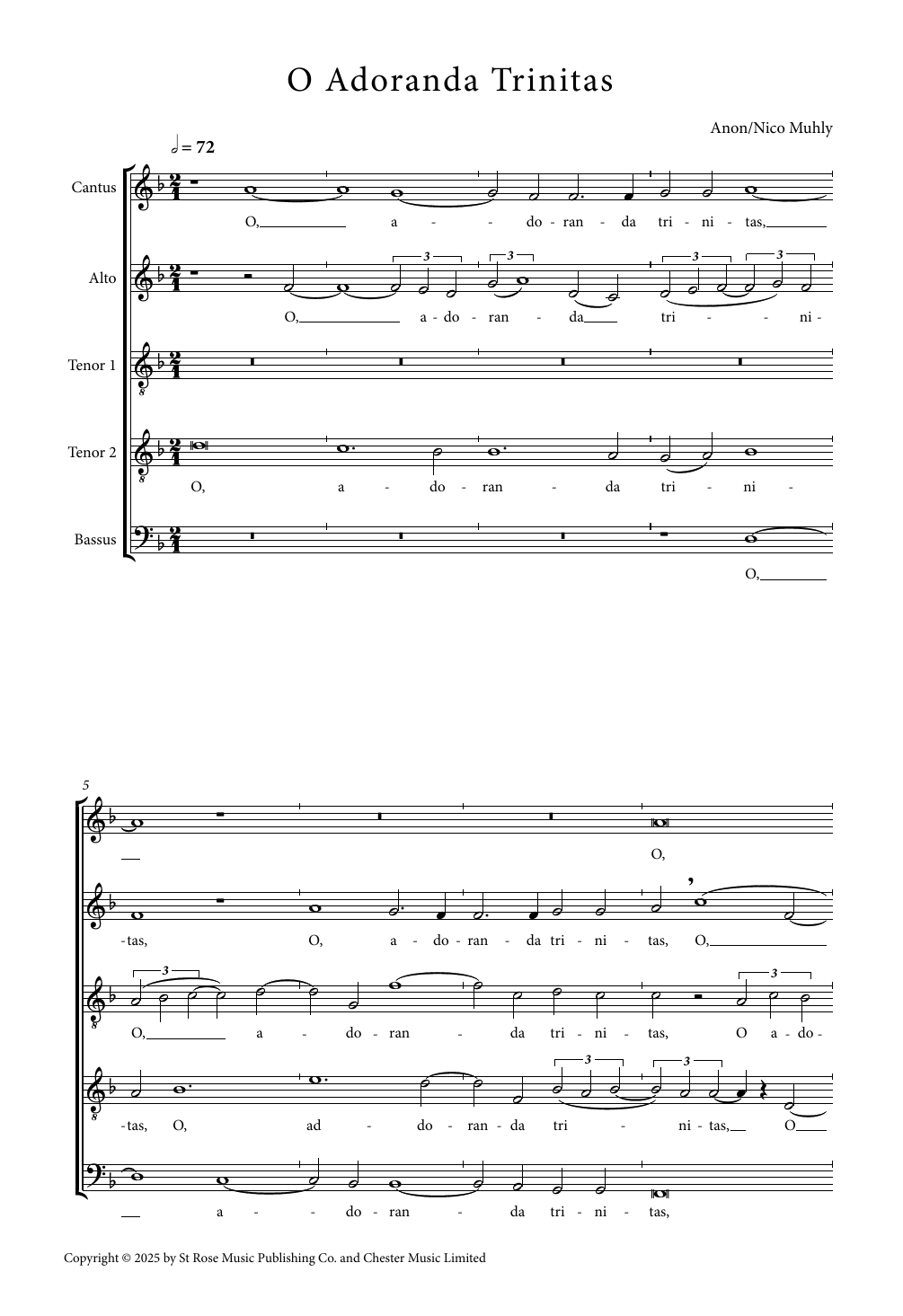 Nico Muhly O adoranda trinitas Sheet Music Notes & Chords for Choir - Download or Print PDF