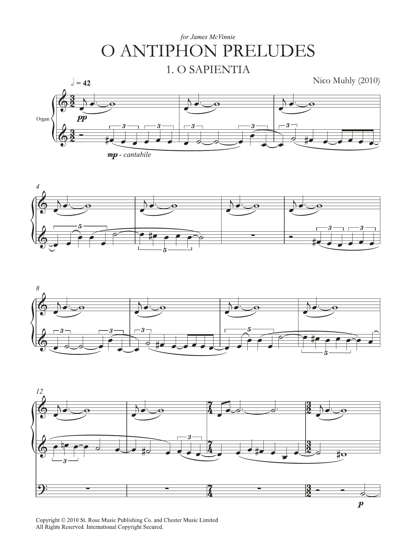 Nico Muhly O Antiphon Preludes Sheet Music Notes & Chords for Organ - Download or Print PDF