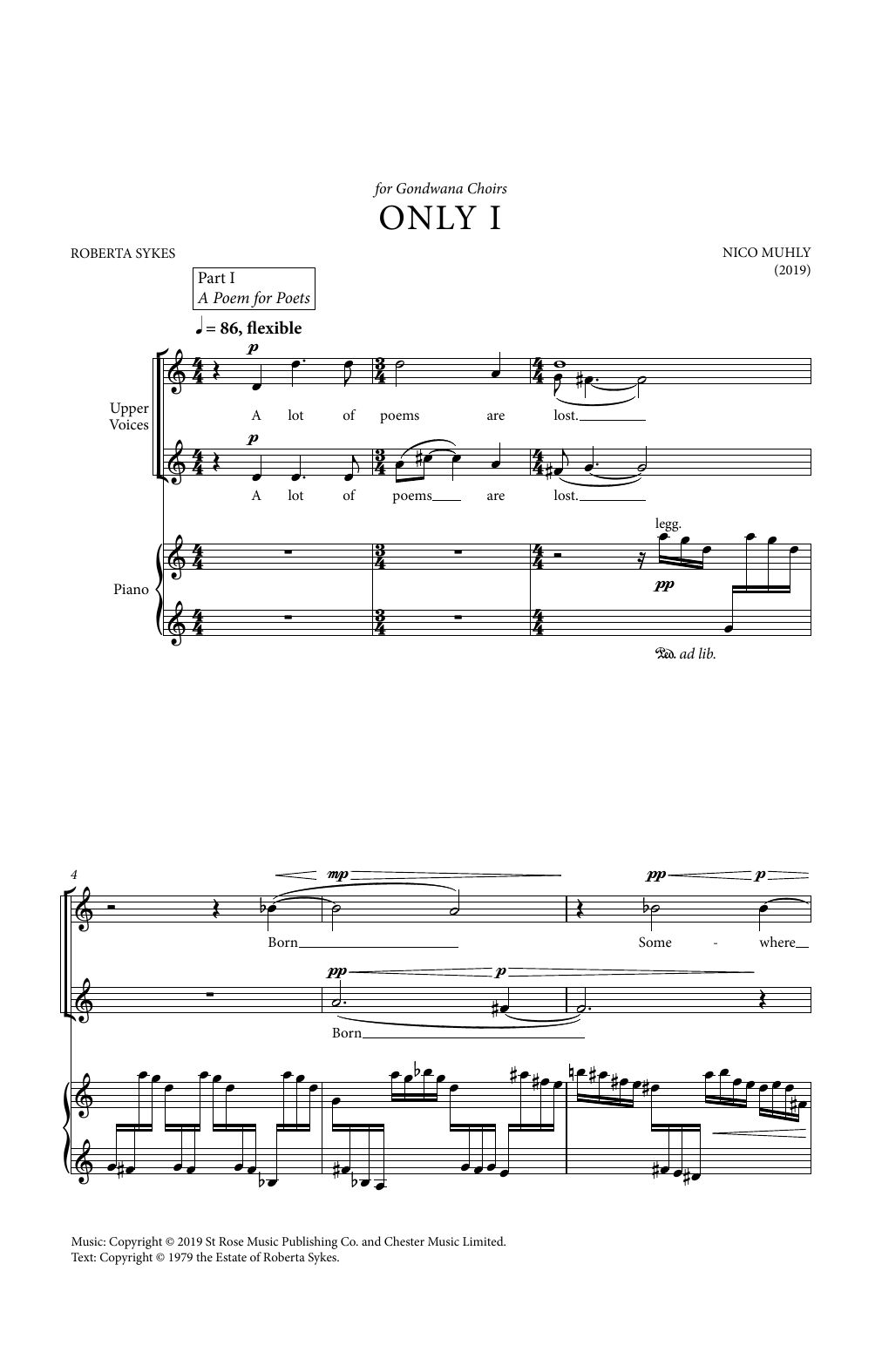 Nico Muhly Only I Sheet Music Notes & Chords for SSAA Choir - Download or Print PDF