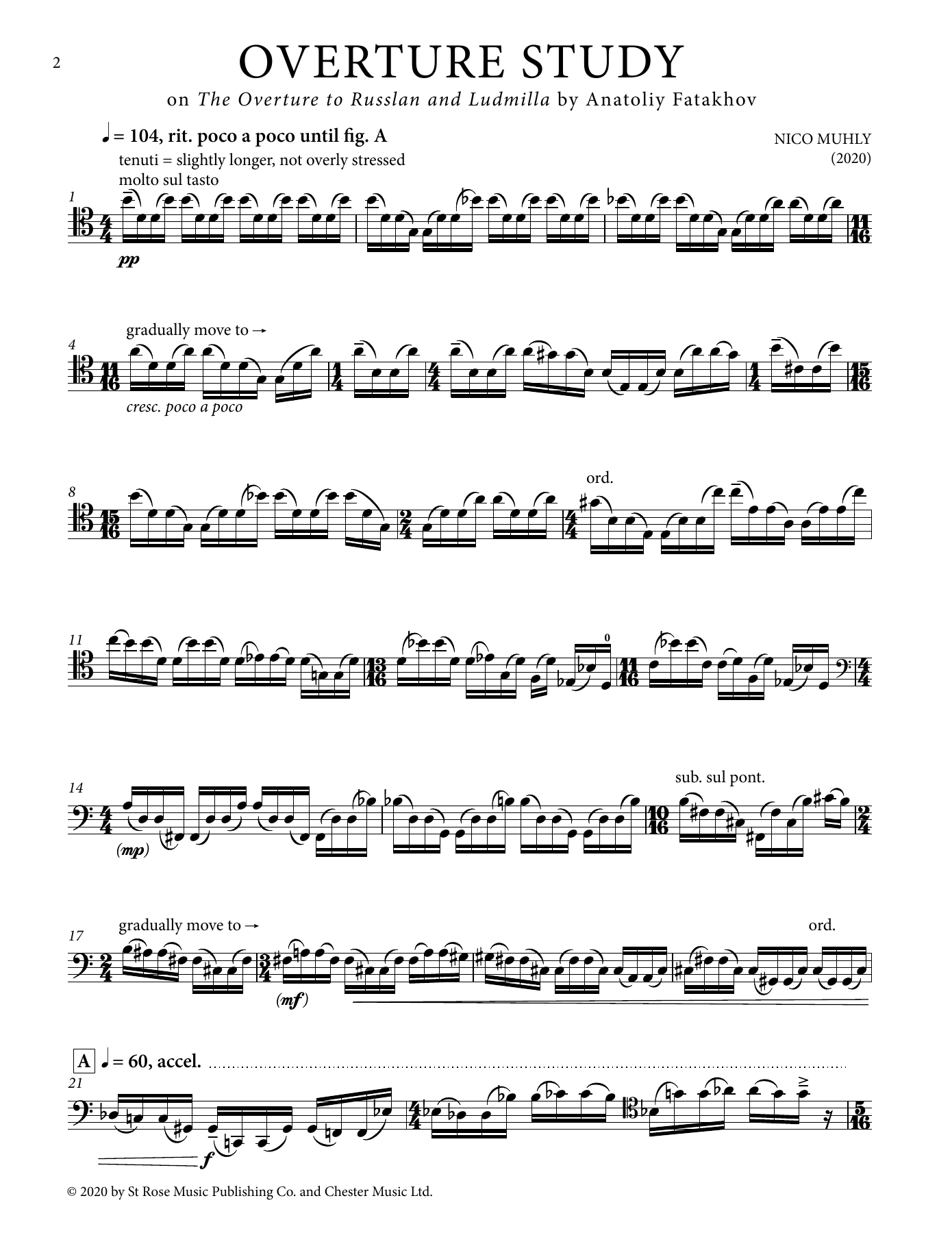 Nico Muhly Overture Study Sheet Music Notes & Chords for Cello Solo - Download or Print PDF