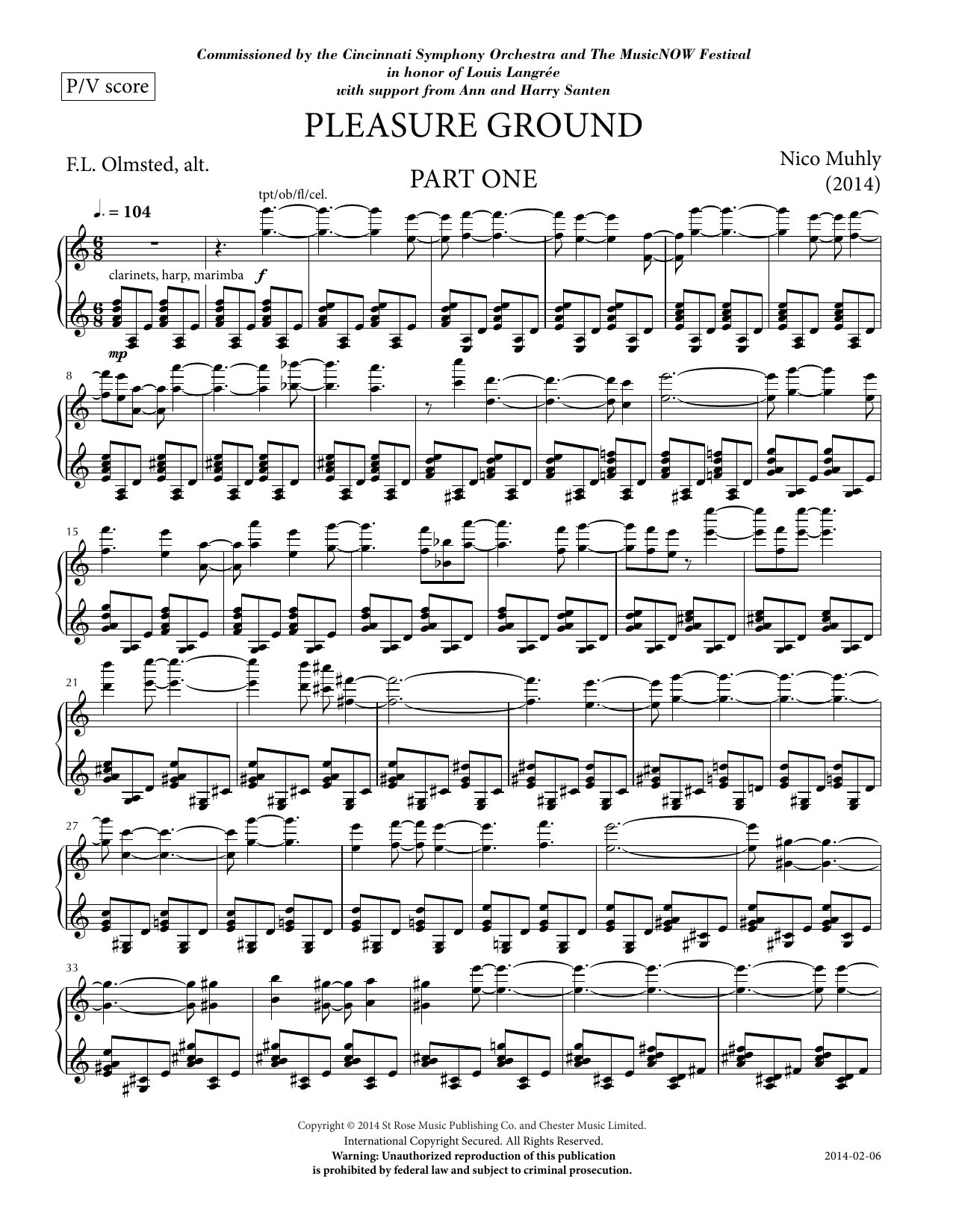 Nico Muhly Pleasure Ground Sheet Music Notes & Chords for Piano & Vocal - Download or Print PDF