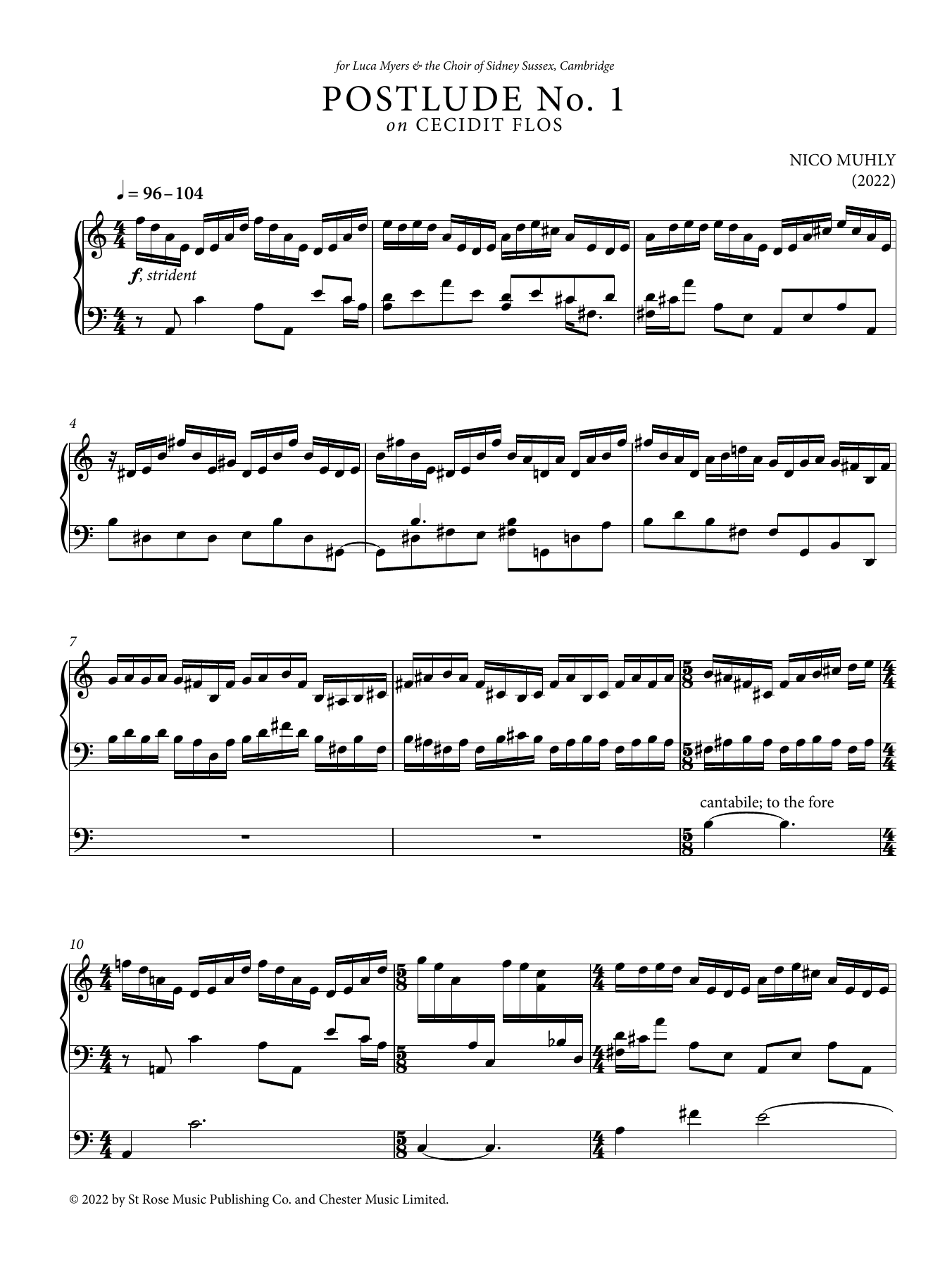 Nico Muhly Postlude No. 1 on Cecidit Flos Sheet Music Notes & Chords for Organ - Download or Print PDF