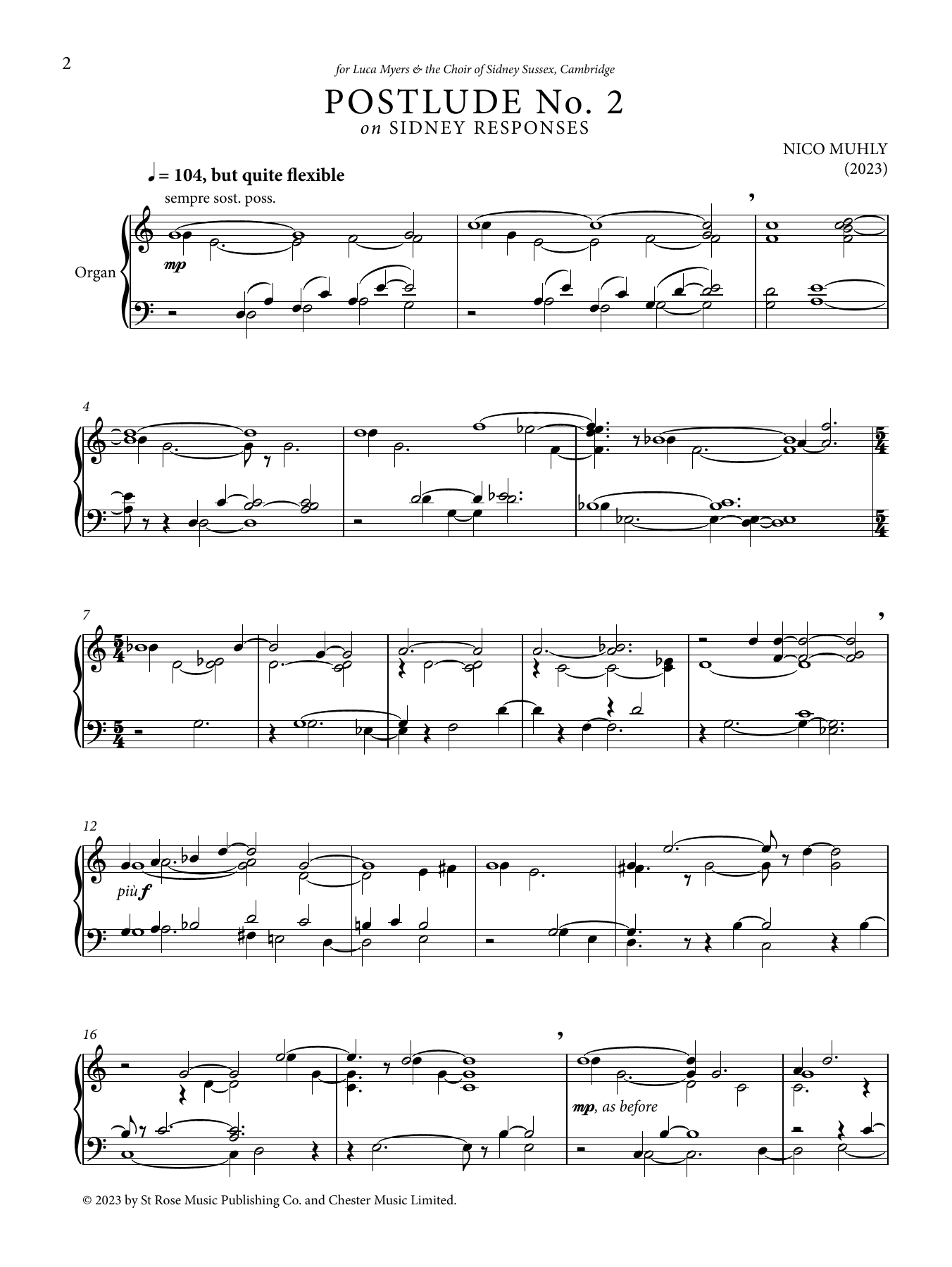 Nico Muhly Postlude No. 2 on Sidney Responses Sheet Music Notes & Chords for Organ - Download or Print PDF
