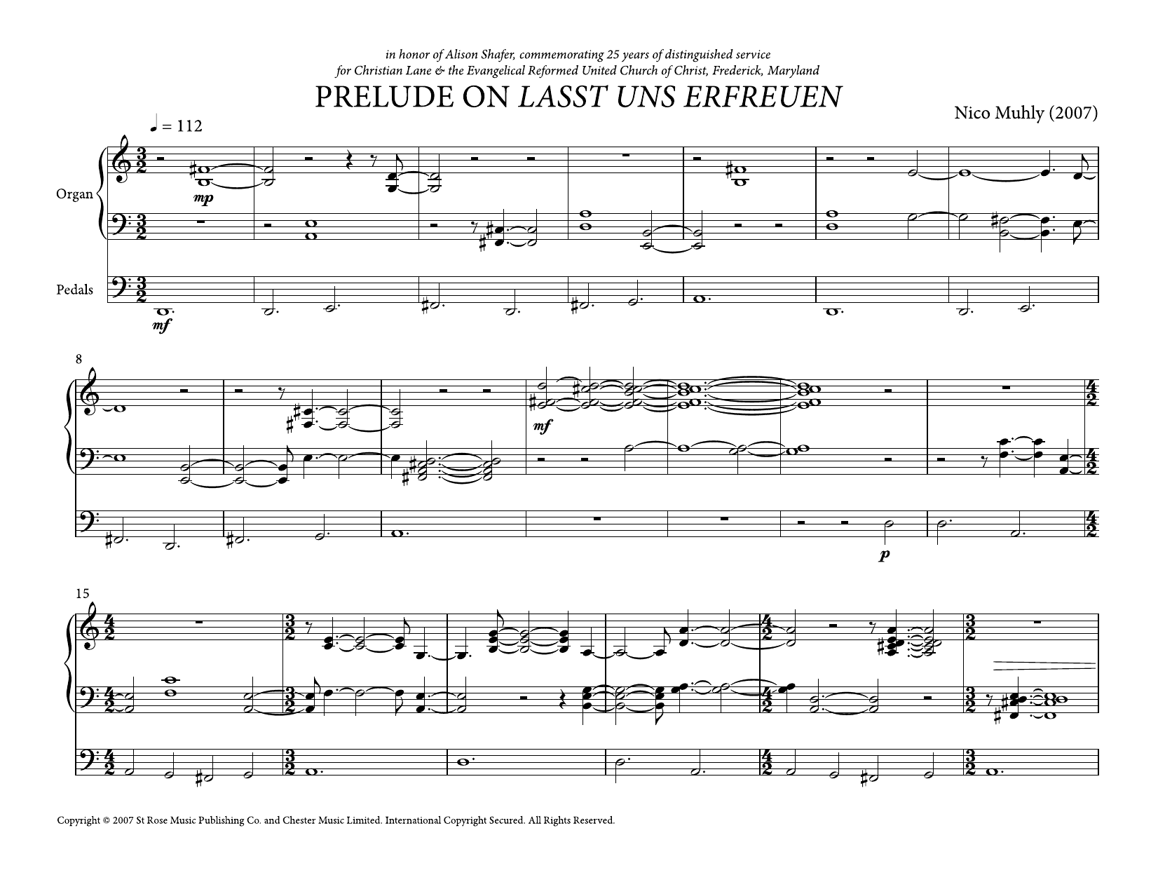 Nico Muhly Prelude On Lasst Uns Erfreuen Sheet Music Notes & Chords for Organ - Download or Print PDF