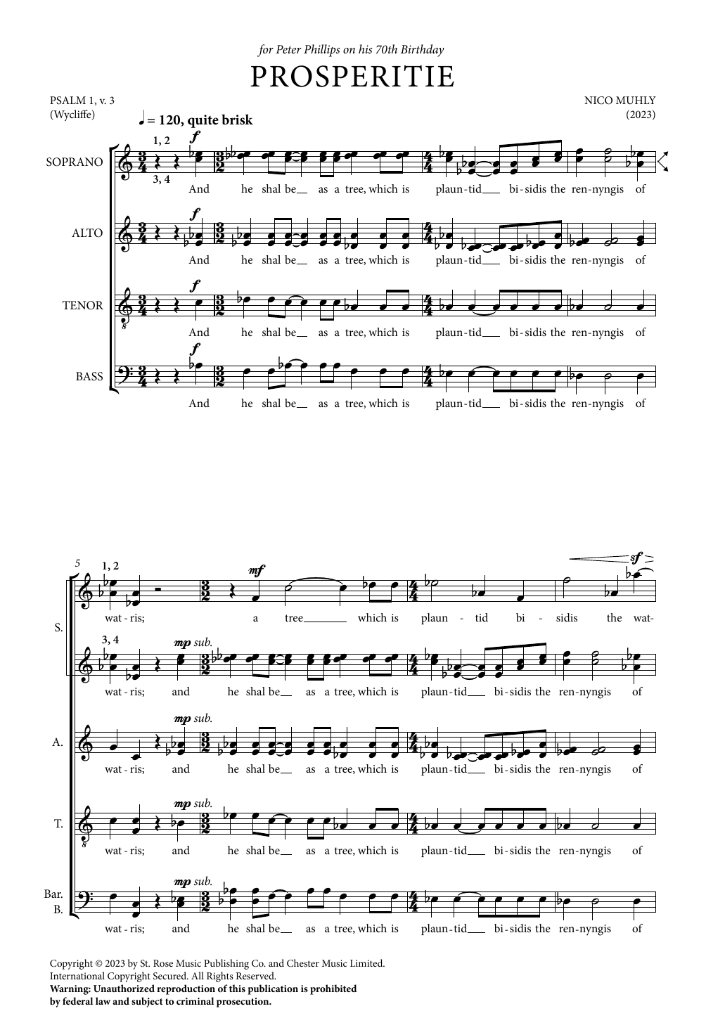 Nico Muhly Prosperitie (for SSSSAATTBarB) Sheet Music Notes & Chords for Choir - Download or Print PDF