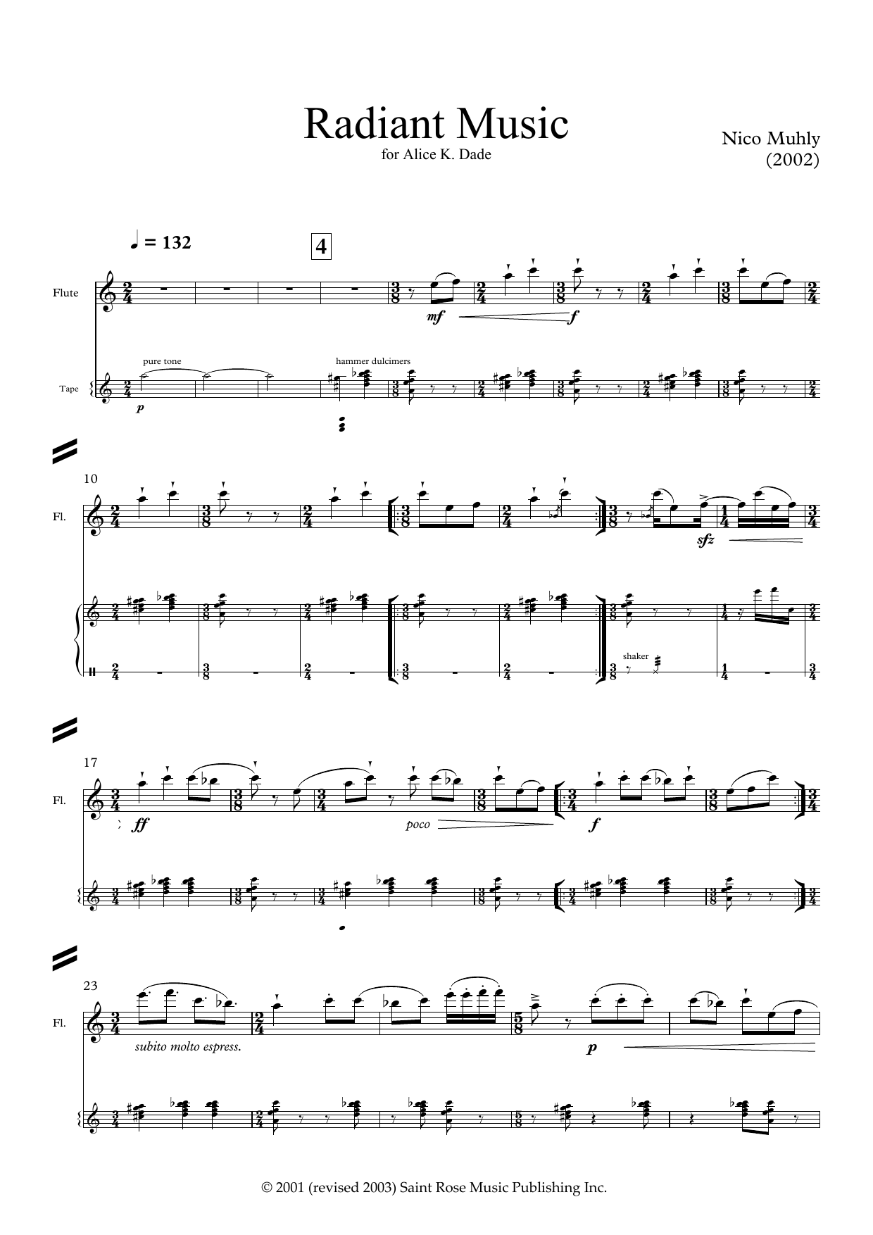 Nico Muhly Radiant Music (for flute and electronics) Sheet Music Notes & Chords for Flute - Download or Print PDF