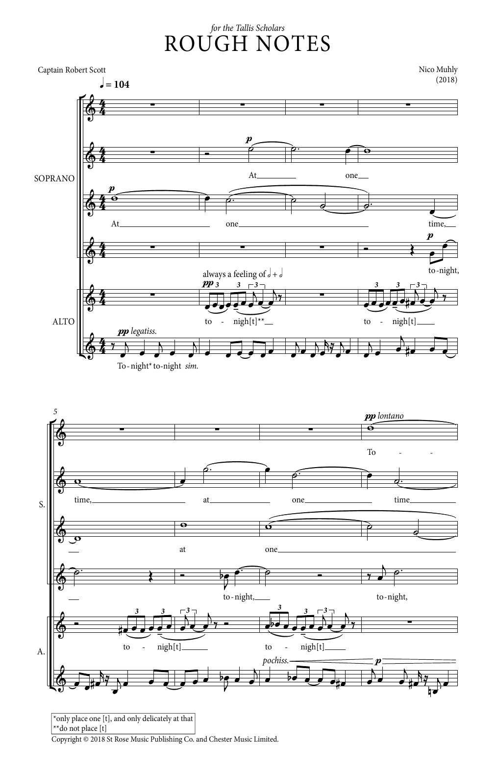 Nico Muhly Rough Notes Sheet Music Notes & Chords for SATB Choir - Download or Print PDF
