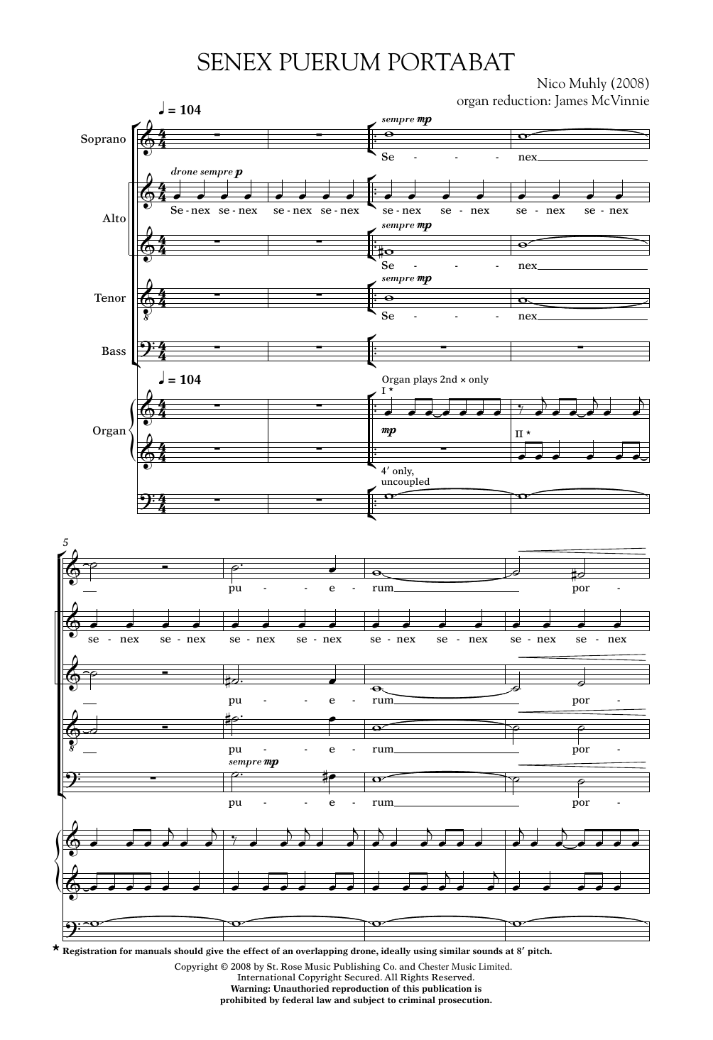 Nico Muhly Senex Puerum Portabat Sheet Music Notes & Chords for SATB Choir - Download or Print PDF