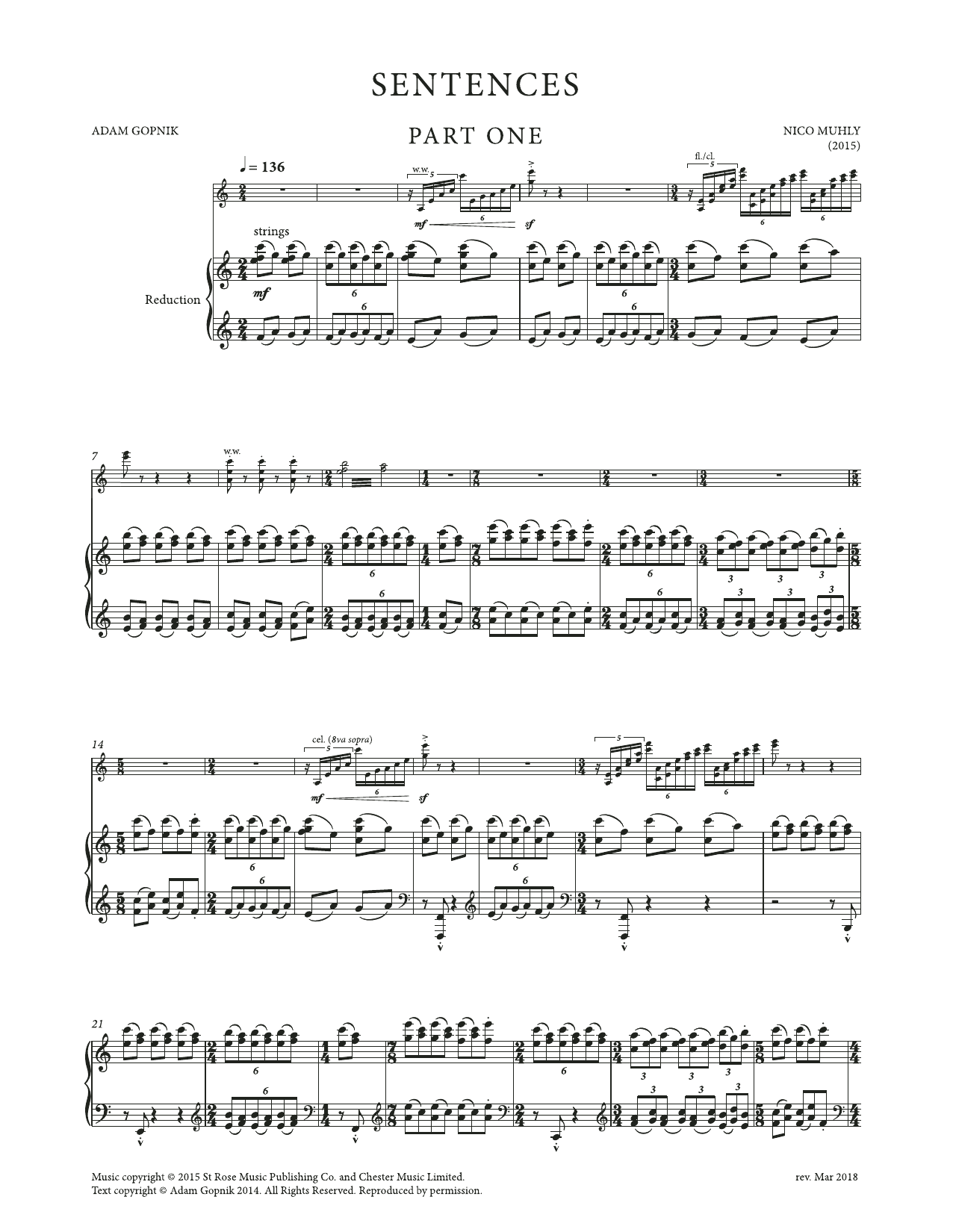 Nico Muhly Sentences Sheet Music Notes & Chords for Piano & Vocal - Download or Print PDF