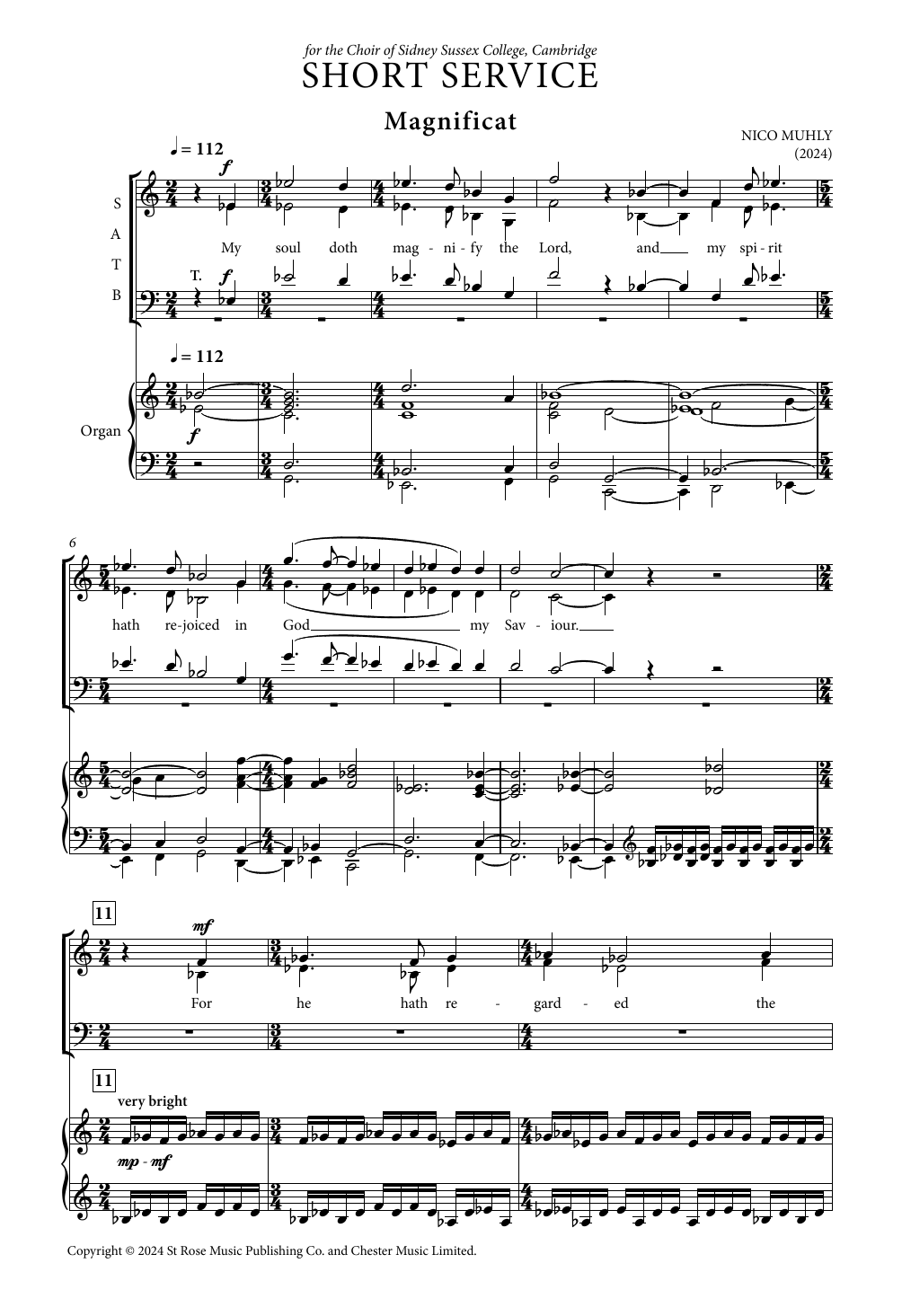 Nico Muhly Short Service (Sidney Sussex) Sheet Music Notes & Chords for Choir - Download or Print PDF