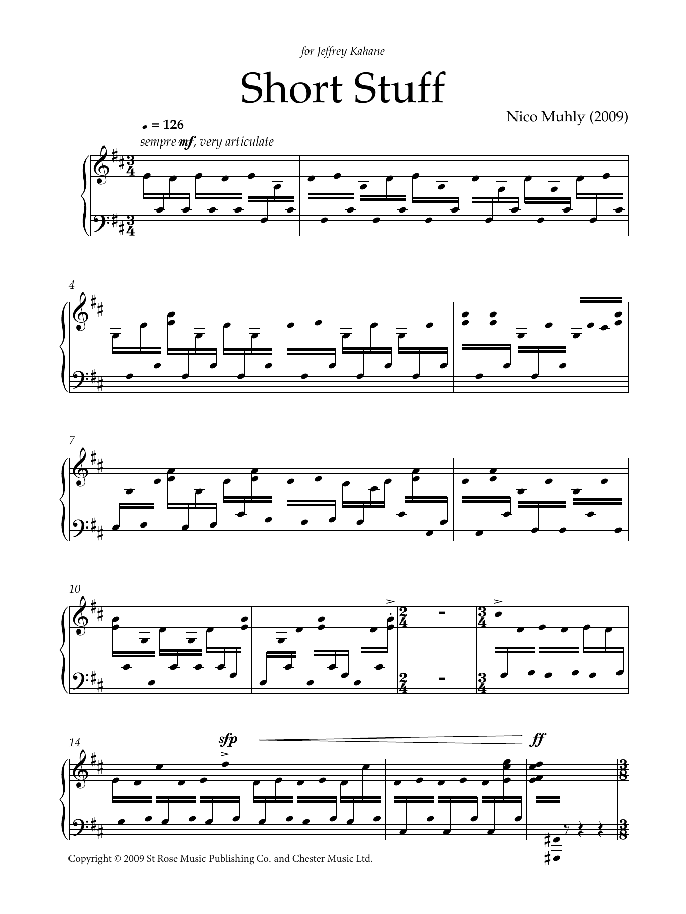 Nico Muhly Short Stuff Sheet Music Notes & Chords for Piano Solo - Download or Print PDF