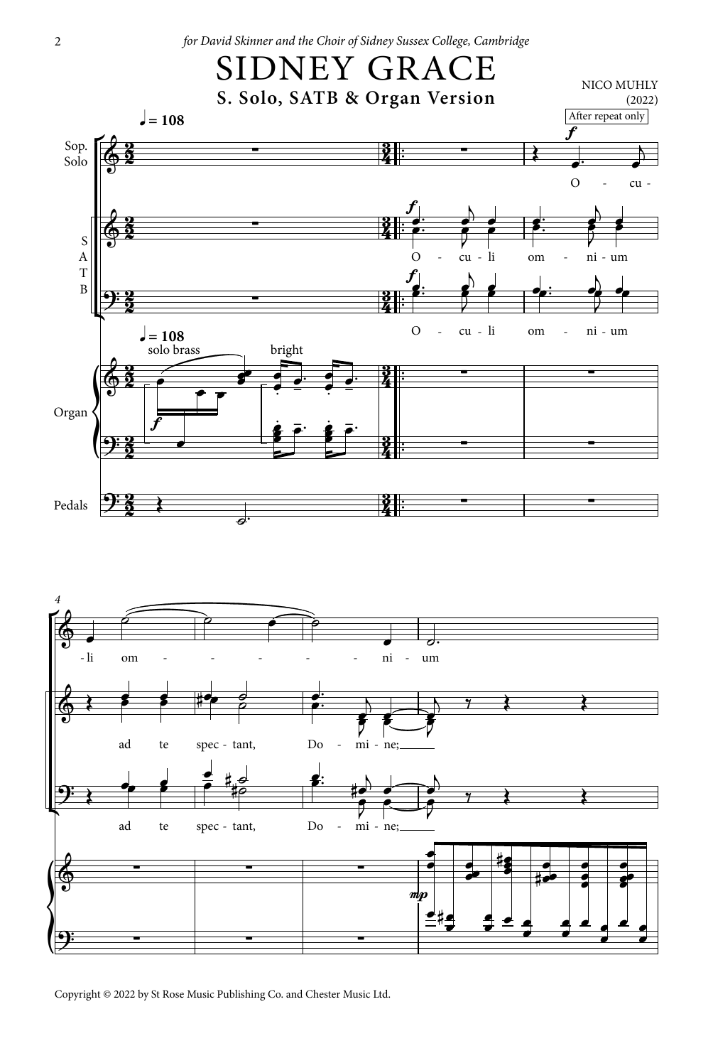 Nico Muhly Sidney Grace Sheet Music Notes & Chords for SATB Choir - Download or Print PDF