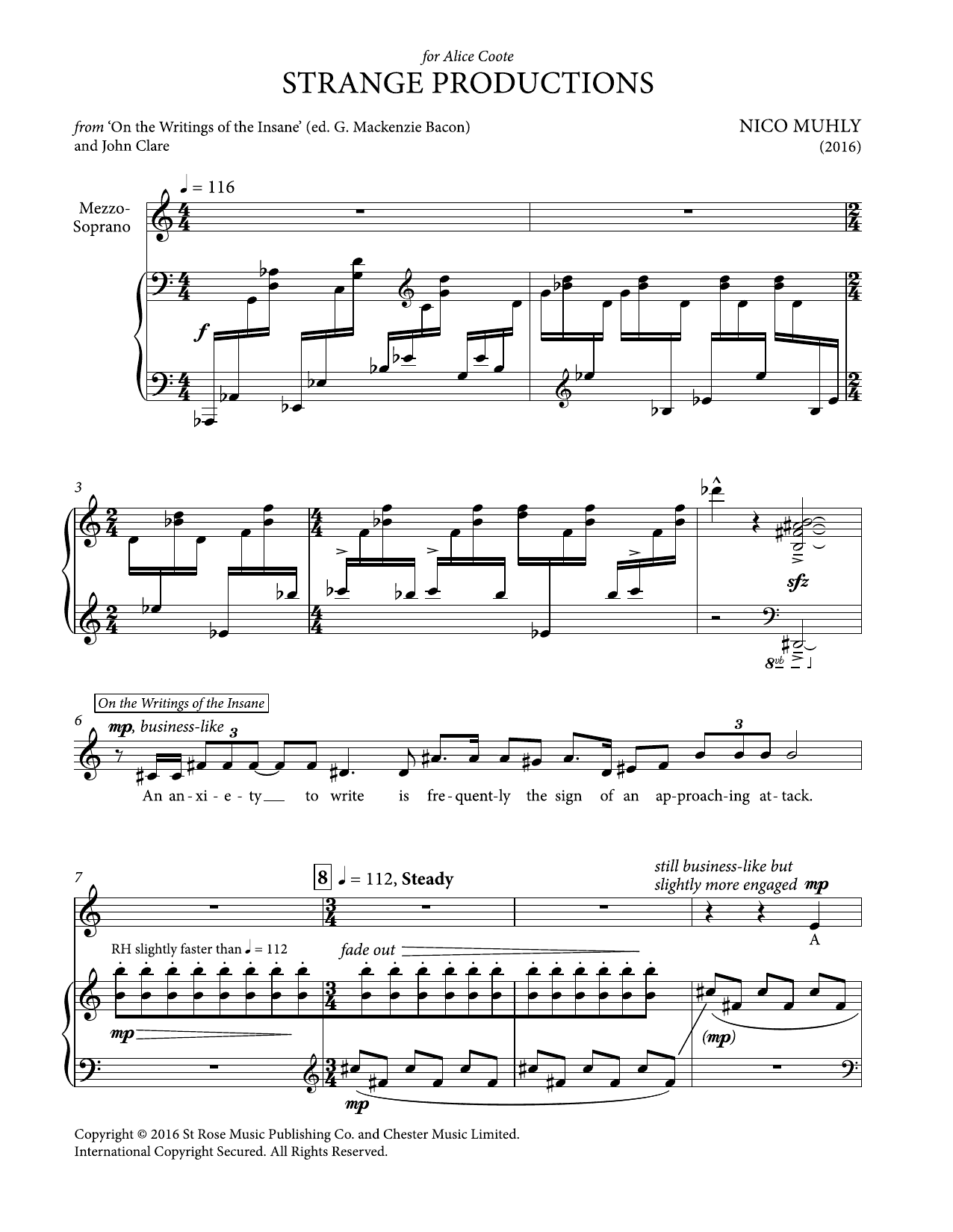 Nico Muhly Strange Productions Sheet Music Notes & Chords for Piano & Vocal - Download or Print PDF