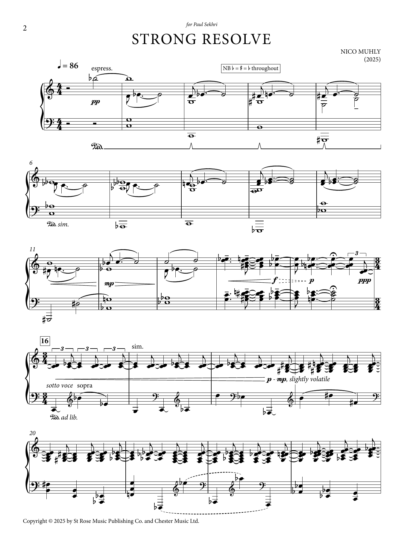 Nico Muhly Strong Resolve Sheet Music Notes & Chords for Piano Solo - Download or Print PDF