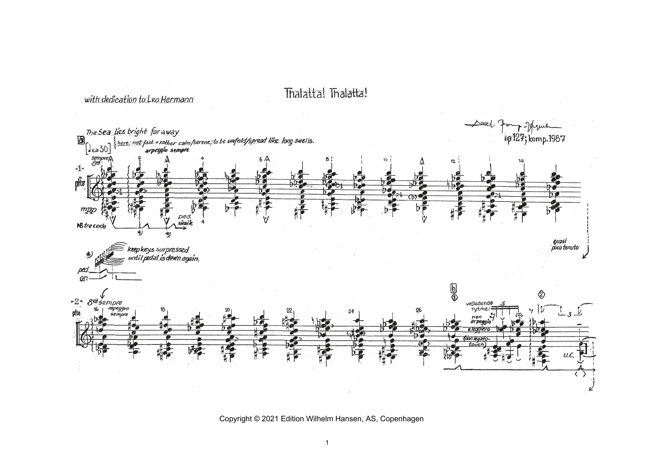 Nico Muhly Thalatta! Thalatta! Sheet Music Notes & Chords for Piano Solo - Download or Print PDF