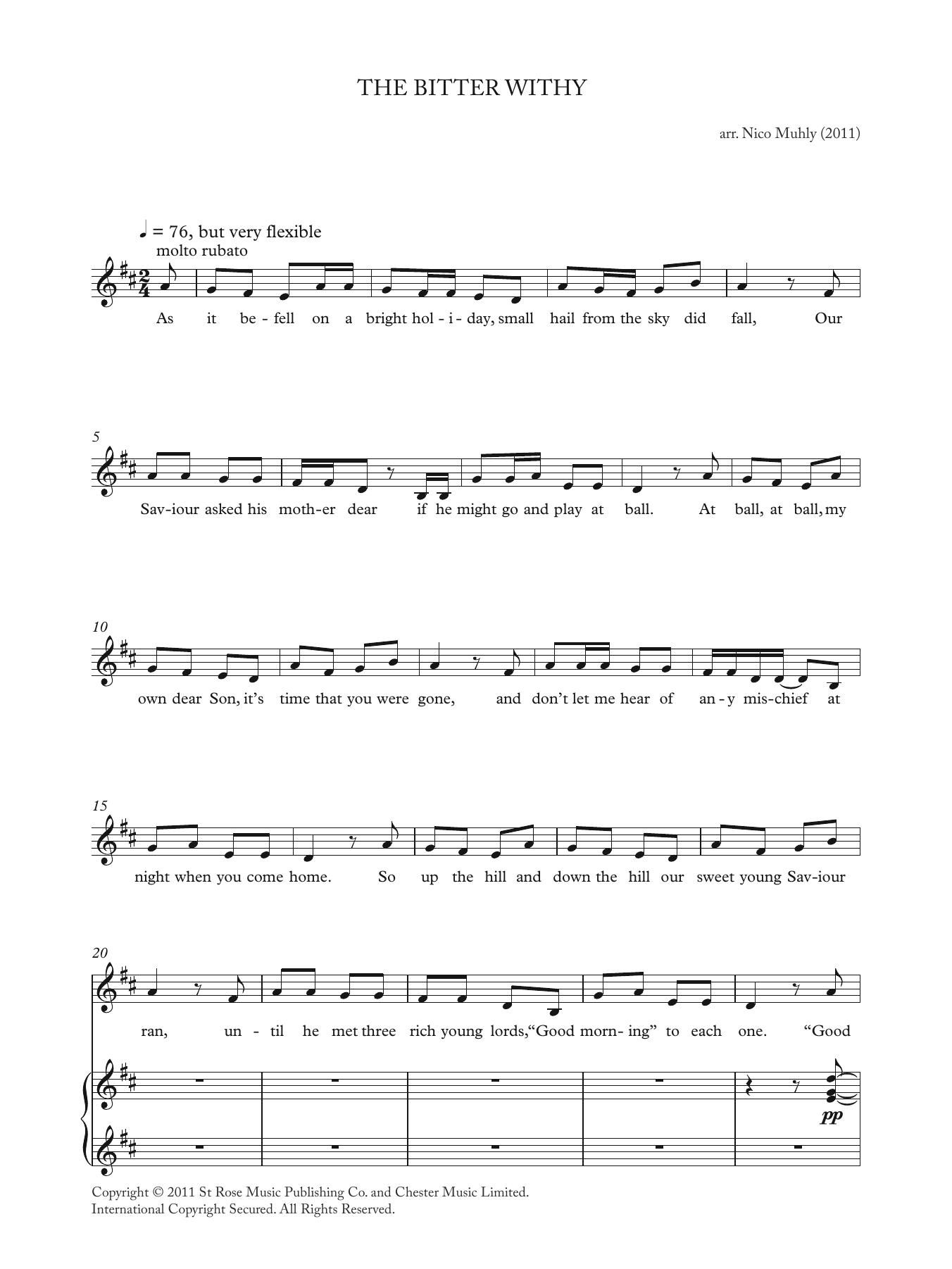 Nico Muhly The Bitter Withy (from 'Four Traditional Songs') Sheet Music Notes & Chords for Countertenor - Download or Print PDF