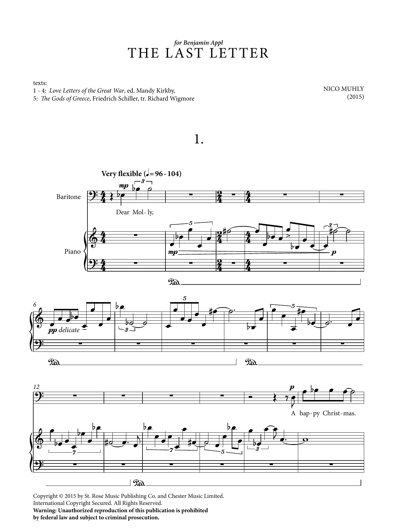 Nico Muhly The Last Letter Sheet Music Notes & Chords for Baritone Horn - Download or Print PDF
