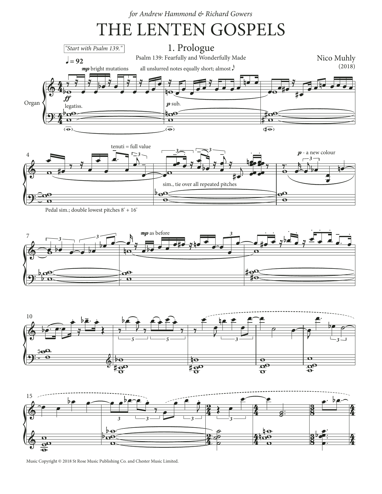 Nico Muhly The Lenten Gospels Sheet Music Notes & Chords for Organ - Download or Print PDF