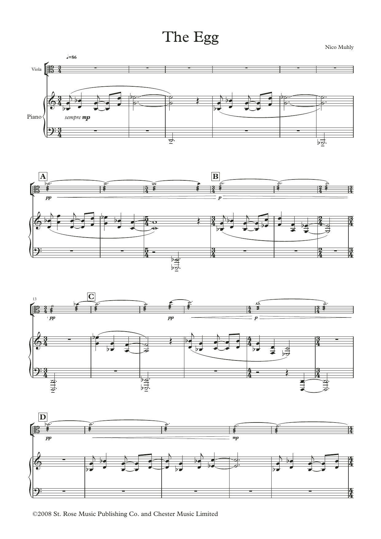 Nico Muhly The Reader: Three Arrangements for Viola and Piano (score and parts) Sheet Music Notes & Chords for Viola - Download or Print PDF