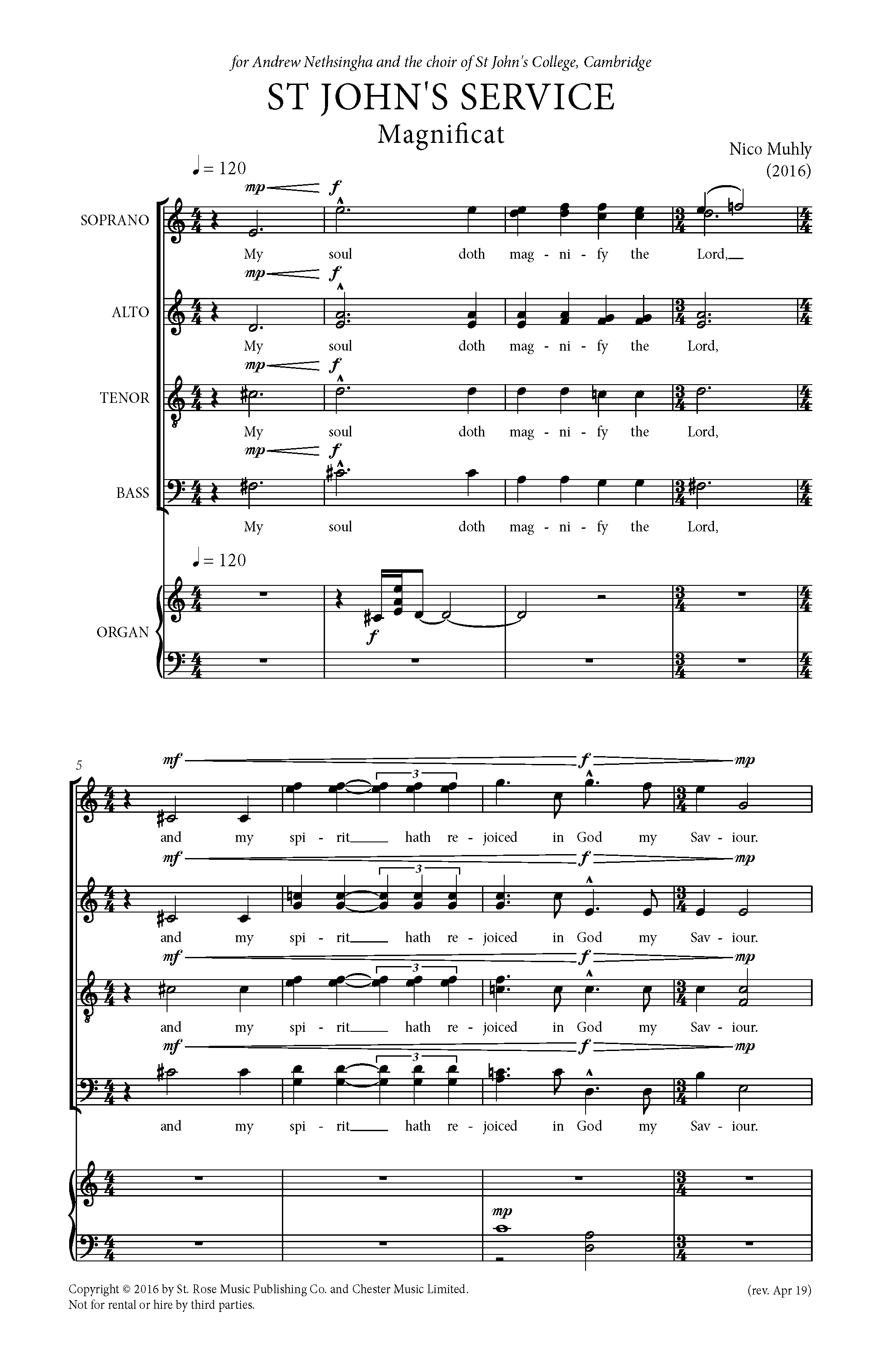 Nico Muhly Third Service (Magnificat and Nunc Dimittis) Sheet Music Notes & Chords for SATB - Download or Print PDF