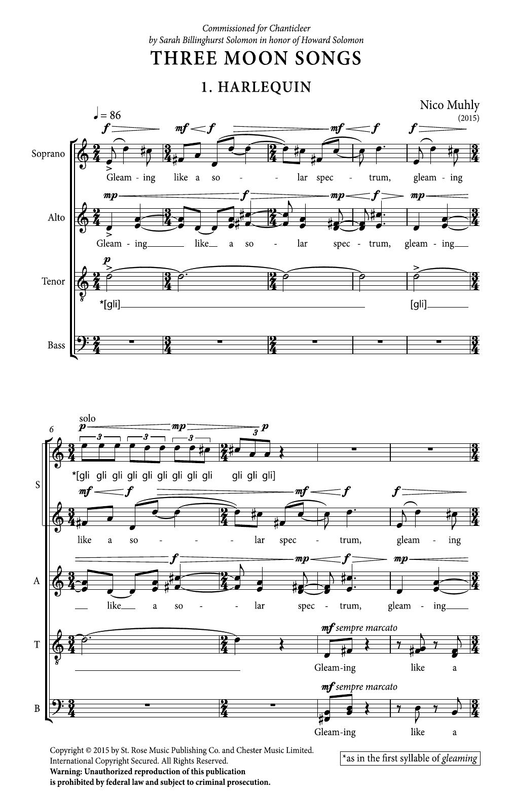Nico Muhly Three Moon Songs Sheet Music Notes & Chords for Choir - Download or Print PDF