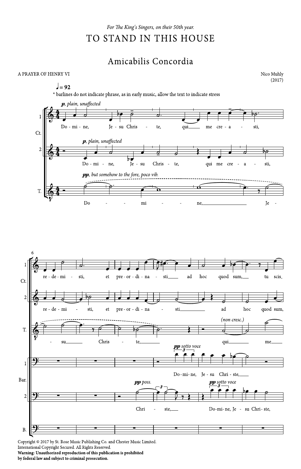 Nico Muhly To Stand In This House Sheet Music Notes & Chords for TTBB Choir - Download or Print PDF