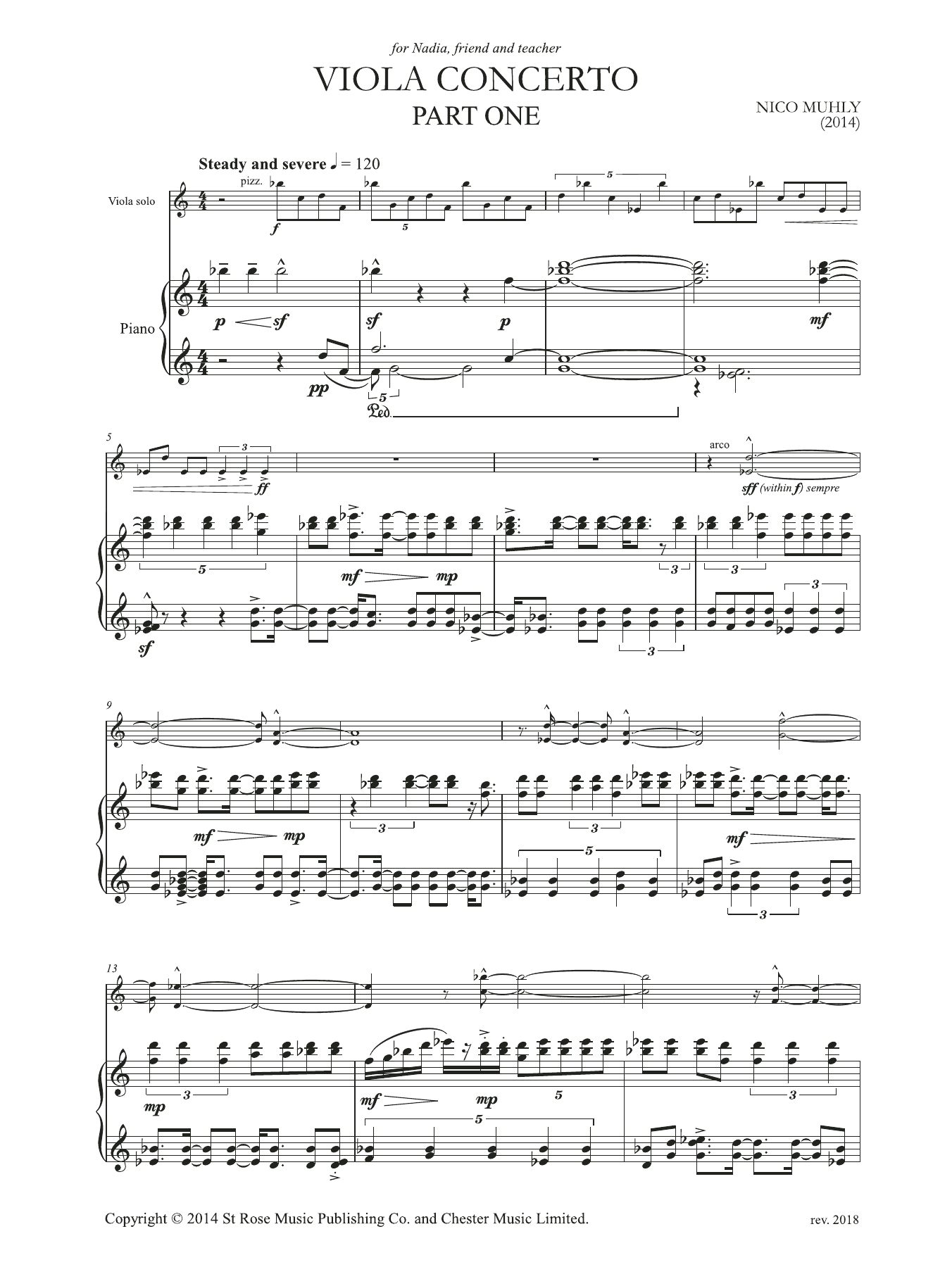Nico Muhly Viola Concerto (Viola and Piano Reduction) Sheet Music Notes & Chords for Viola Solo - Download or Print PDF