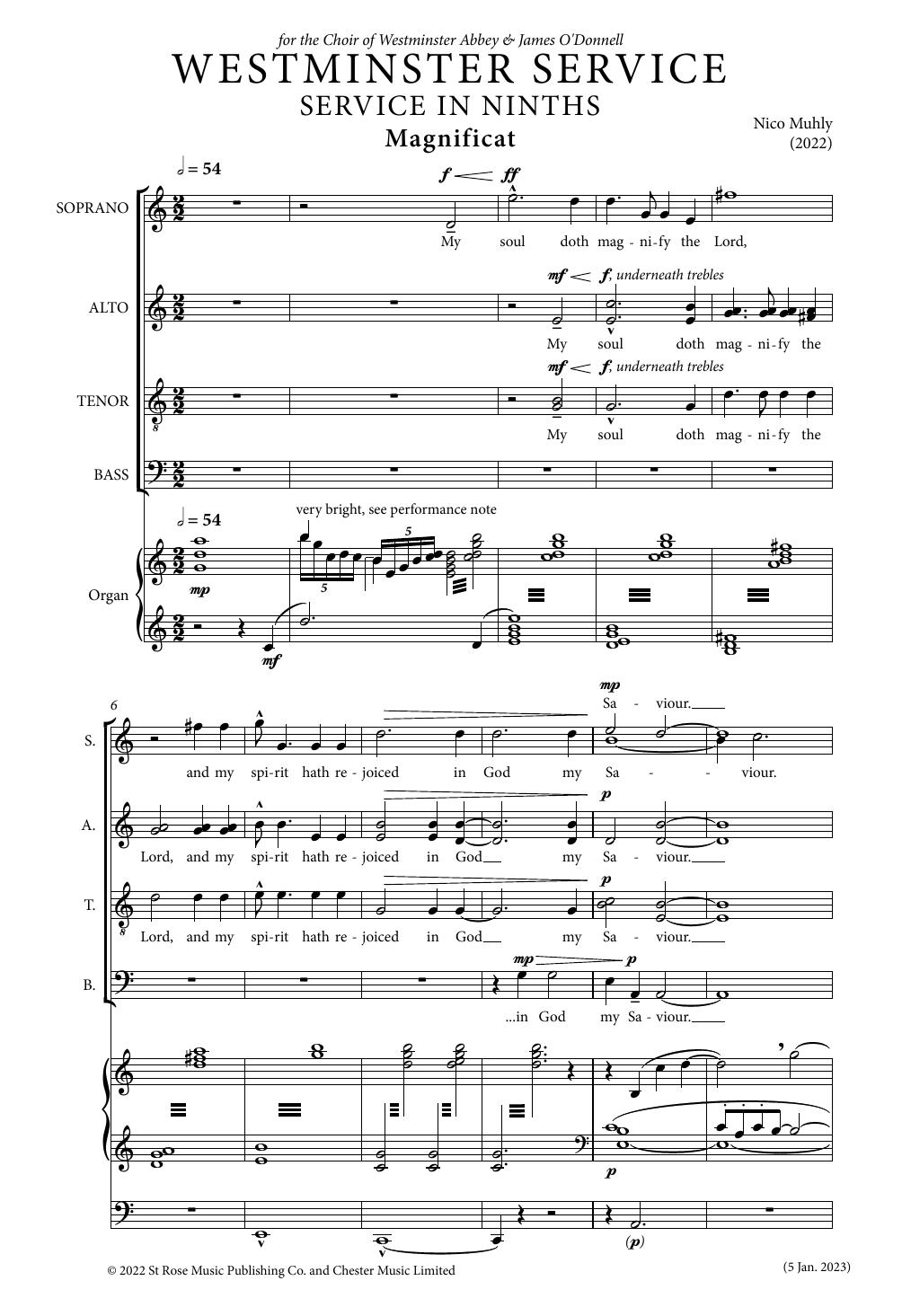 Nico Muhly Westminster Service Sheet Music Notes & Chords for SATB Choir - Download or Print PDF